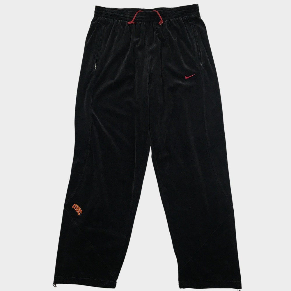 VINTAGE Nike Y2K USC Trojans Mens XXL Black Velour Track Pants Velour Sweatpants